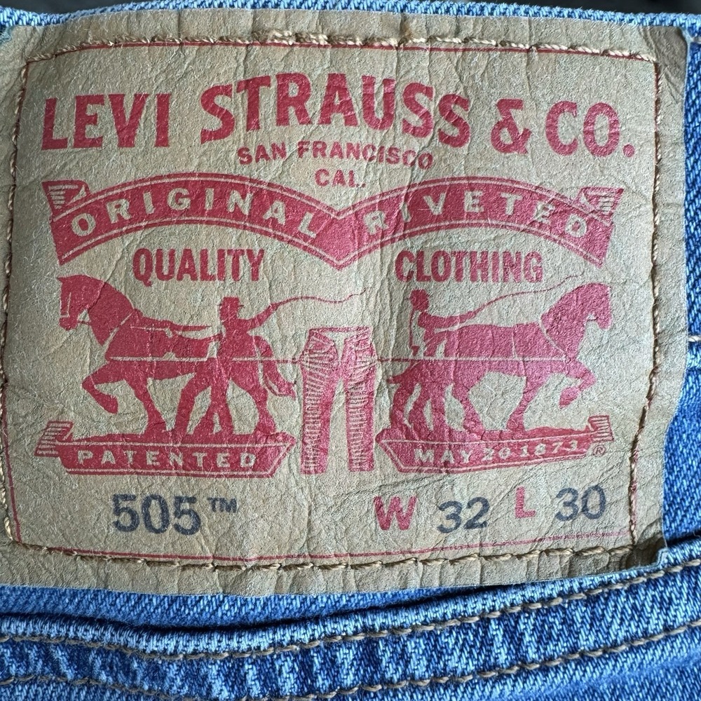 Levi's 505 Regular Fit Straight Leg Jeans Blue 32x30 Mens Denim Classic - Picture 9 of 9